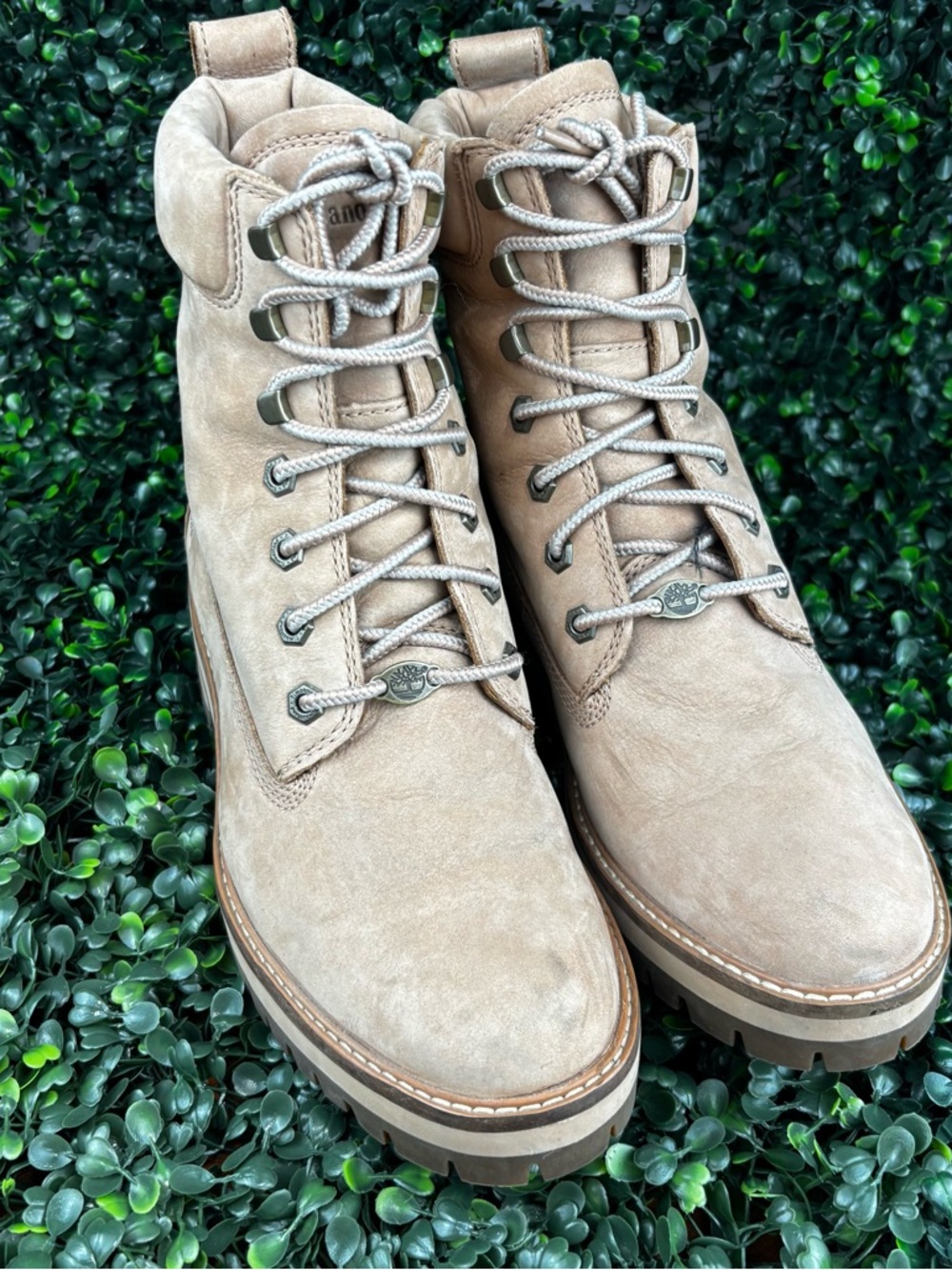 Womens Taupe Suede Lace-Up Hiking Boot